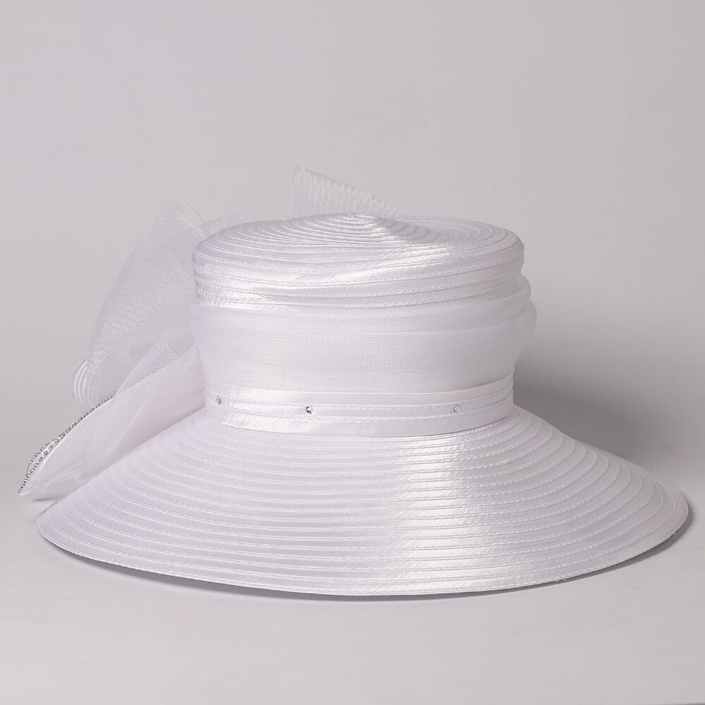 Wedding Bridal Church Party Derby Hats For Women Bow Formal Bowler Hat Wide Brim View 5